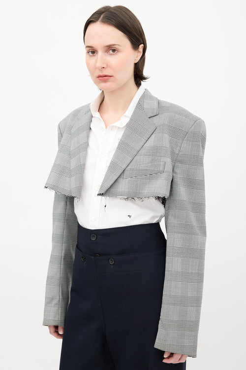 Vetements Black 
White Check Cropped Blazer