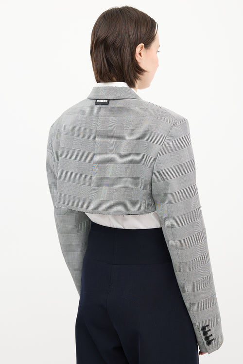 Vetements Black 
White Check Cropped Blazer