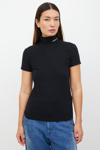 Vetements Black 
White Logo Mock Neck Top