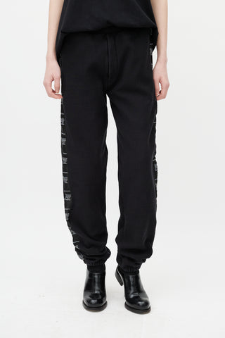 Vetements Black 
White Logo Stripe Sweat Pant