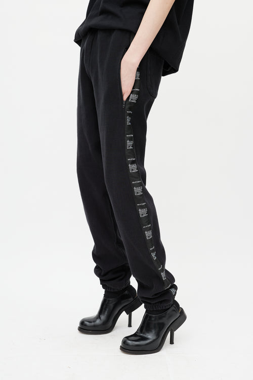 Vetements Black 
White Logo Stripe Sweat Pant