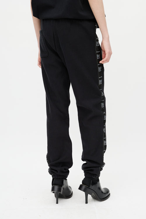 Vetements Black 
White Logo Stripe Sweat Pant