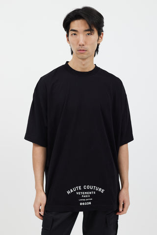 Vetements Black 
White 
Haute Couture
 T-Shirt