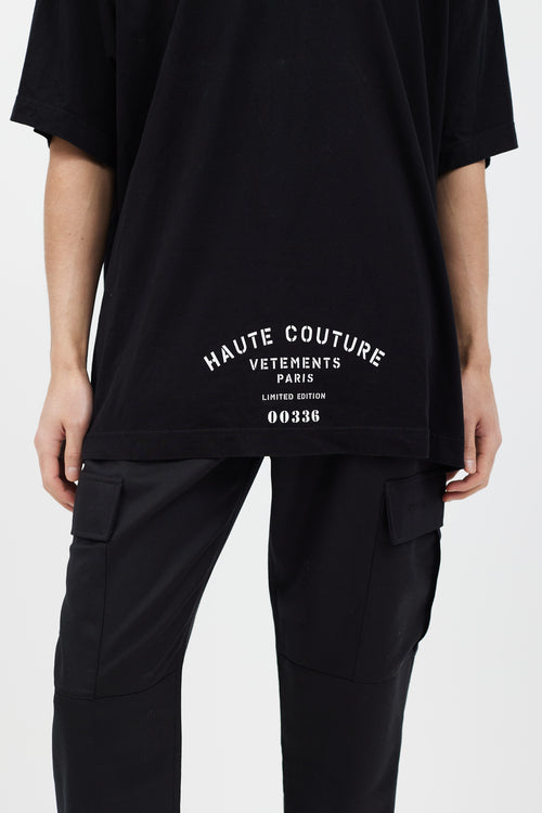 Vetements Black 
White 
Haute Couture
 T-Shirt