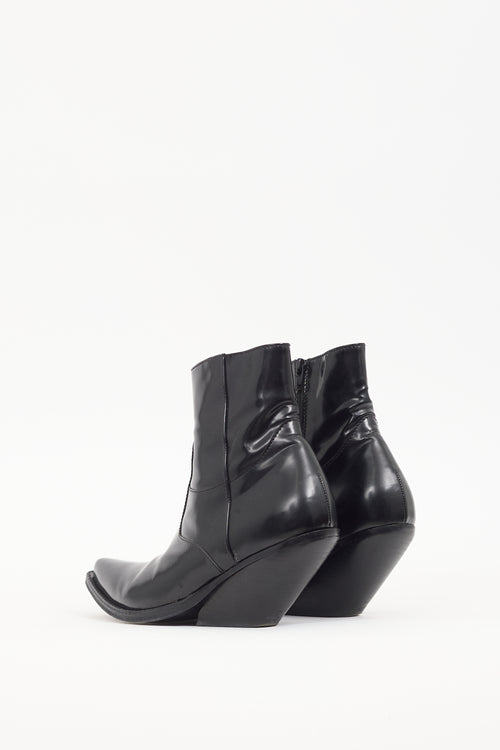 Vetements Black Leather Ankle Boot