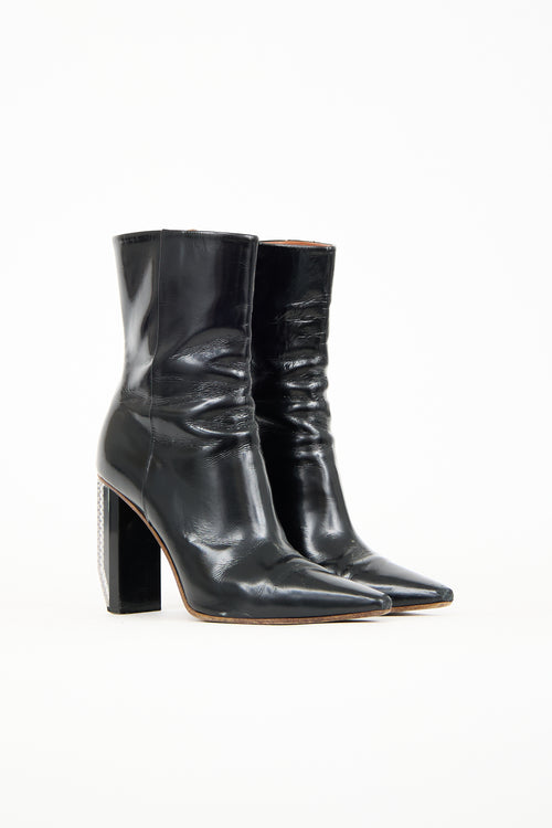 Vetements Black Leather Reflector Boot