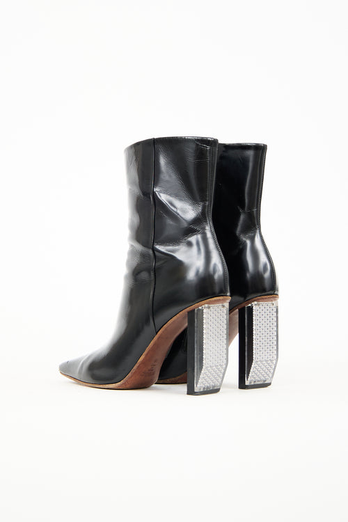 Vetements Black Leather Reflector Boot