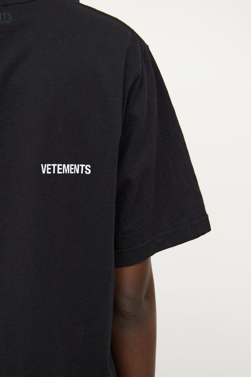 Vetements Black Bar Logo T-shirt