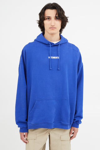 Vetements Blue Logo Label Terry Hoodie