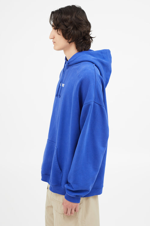 Vetements Blue Logo Label Terry Hoodie