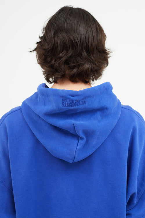 Vetements Blue Logo Label Terry Hoodie