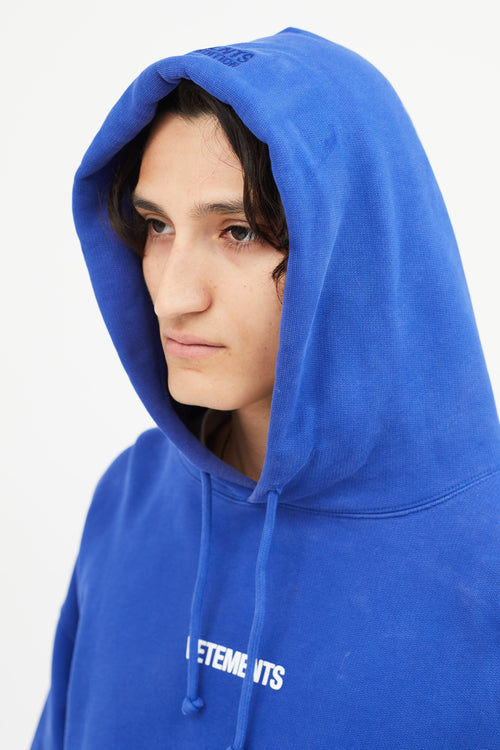 Vetements Blue Logo Label Terry Hoodie