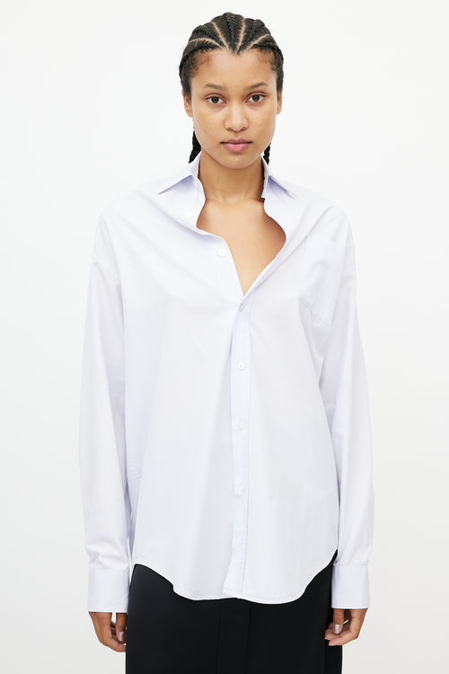 Vetements Blue Oversized Off The Shoulder Shirt