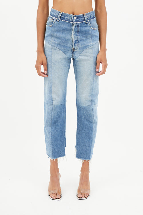 Vetements Blue Reconstructed Denim Jeans