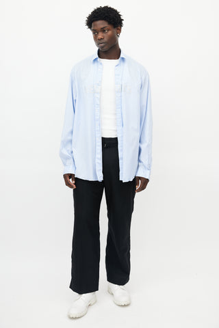 Vetements Blue 
White Striped Glitter Shirt