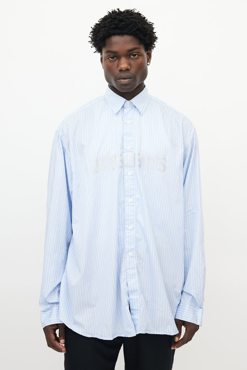 Vetements Blue 
White Striped Glitter Shirt