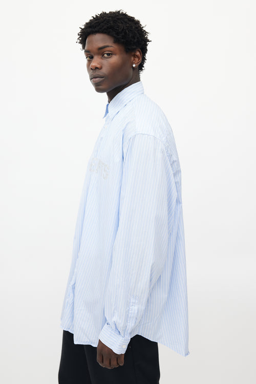 Vetements Blue 
White Striped Glitter Shirt