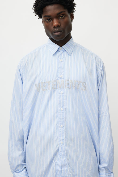 Vetements Blue 
White Striped Glitter Shirt