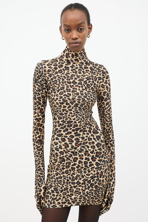 Vetements FW 2019 Beige 
Black Printed Glove  Dress