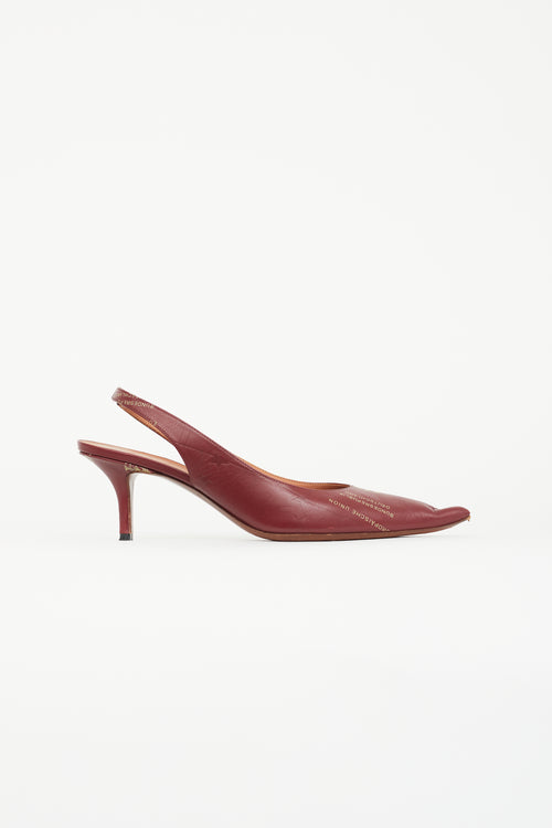 Vetements Burgundy Leather Passport Slingback Pump