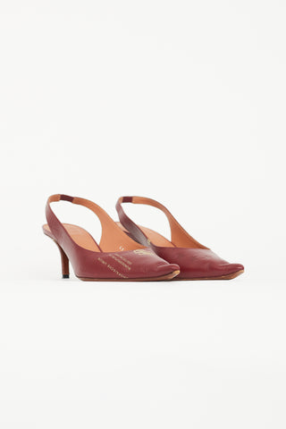 Vetements Burgundy Leather Passport Slingback Pump