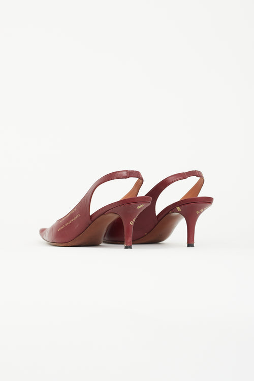 Vetements Burgundy Leather Passport Slingback Pump