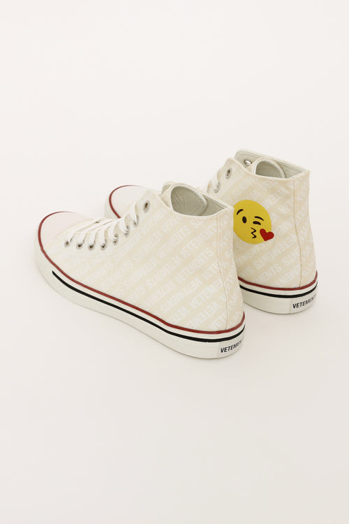 Vetements White Emoji Logo Canvas Sneakers