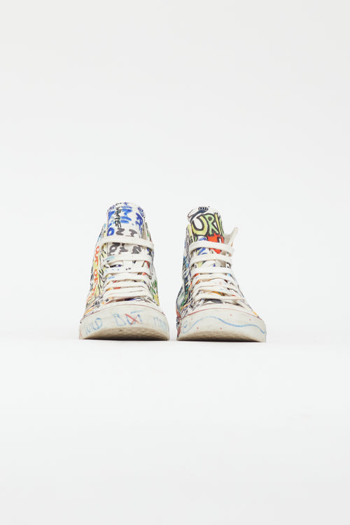 Vetements White 
Multi Graffiti Hi-Top Sneaker