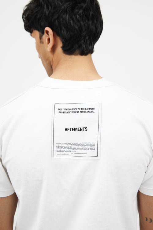 Vetements White Inside Out Logo T-Shirt