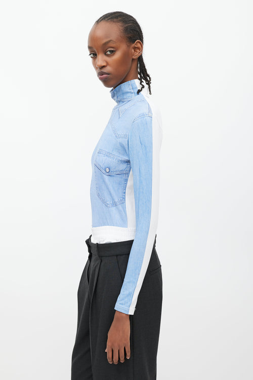 Vetements Winter 2019 Blue 
White Trompe L
oeil Turtleneck Bodysuit