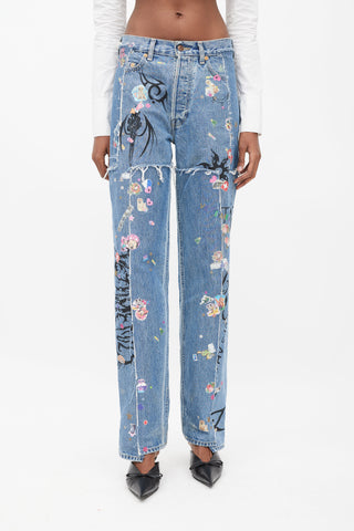 Vetements X Levi
s Winter 2019 Blue 
Multicolour Sticker Jeans