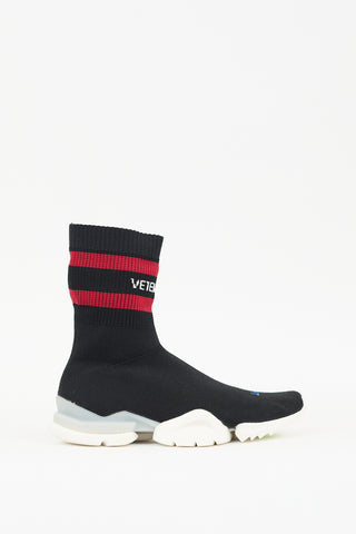 Vetements X Reebok Black 
Multi Sock Pump High Top Sneaker