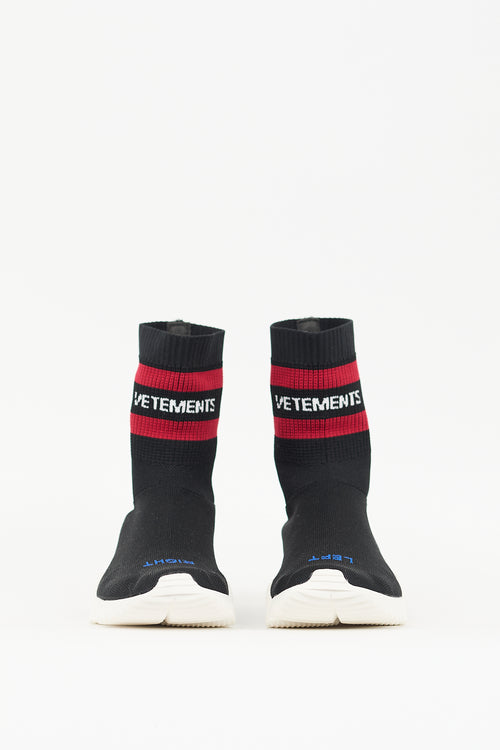 Vetements X Reebok Black 
Multi Sock Pump High Top Sneaker