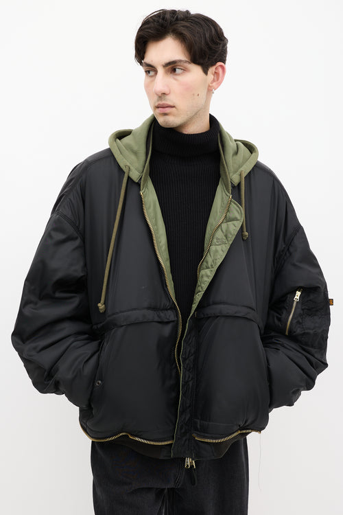 Vetements X Alpha Industries Fall 2017 Green 
Black Reversible Bomber Jacket