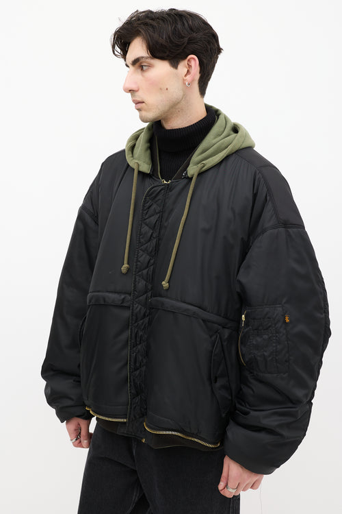 Vetements X Alpha Industries Fall 2017 Green 
Black Reversible Bomber Jacket