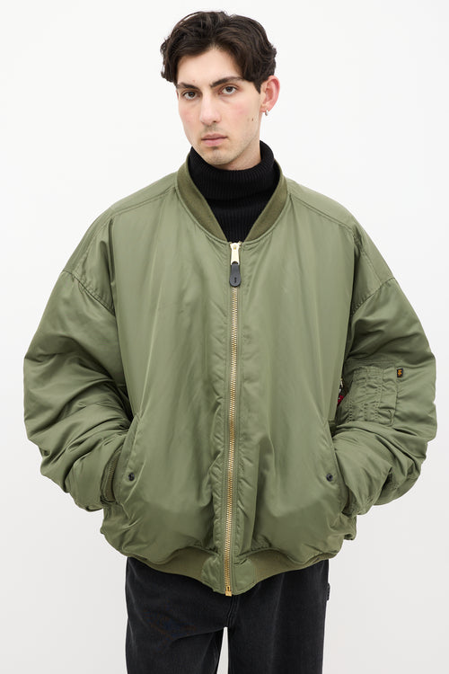 Vetements X Alpha Industries Fall 2017 Green 
Black Reversible Bomber Jacket