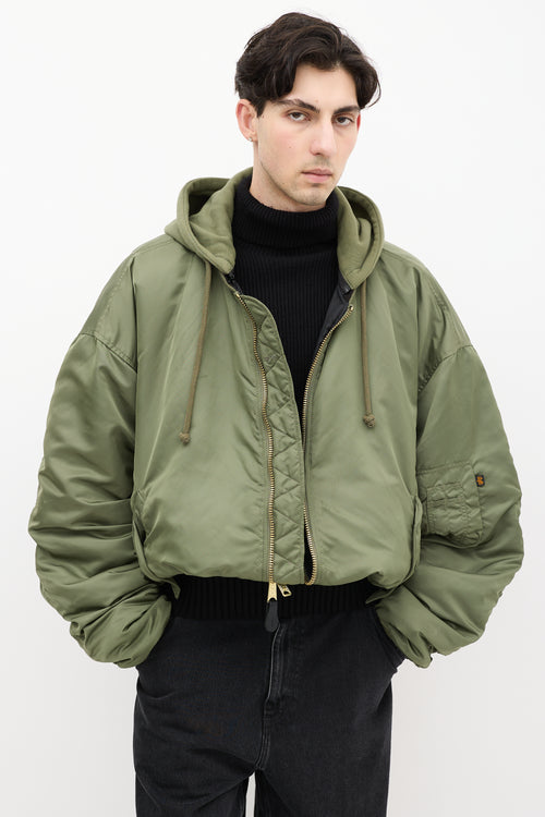 Vetements X Alpha Industries Fall 2017 Green 
Black Reversible Bomber Jacket