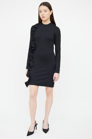 Victoria Beckham Black Fitted Ruffle Dress