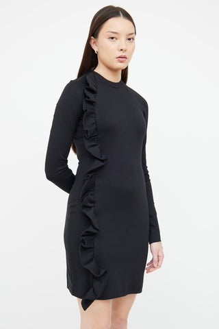 Victoria Beckham Black Fitted Ruffle Dress