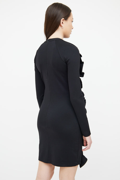 Victoria Beckham Black Fitted Ruffle Dress