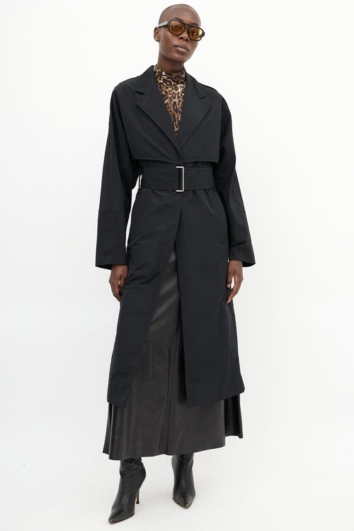 Victoria Beckham Black Belted Layered Trench Coat