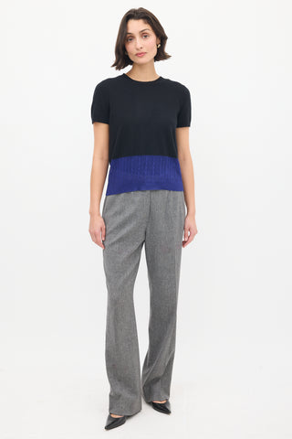 Victoria Beckham Black 
Blue Knit Colourblock Top