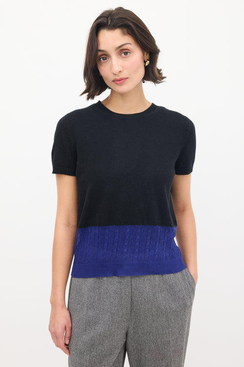 Victoria Beckham Black 
Blue Knit Colourblock Top