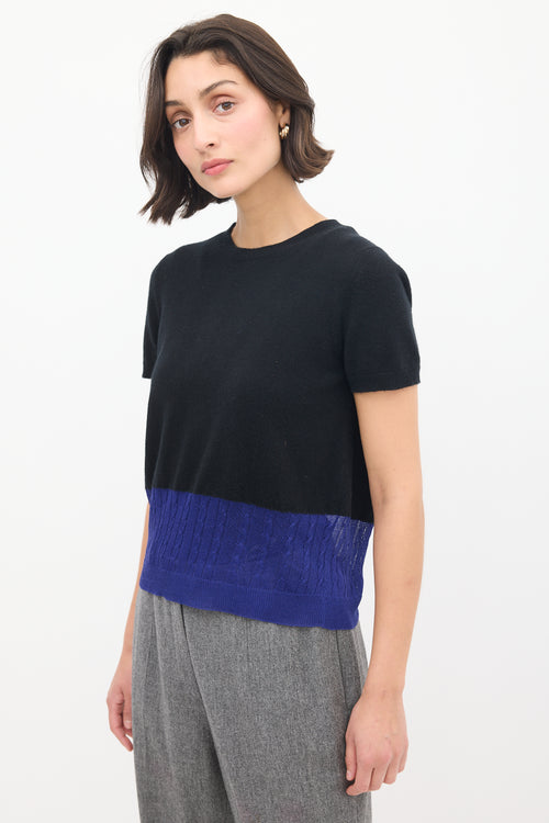 Victoria Beckham Black 
Blue Knit Colourblock Top