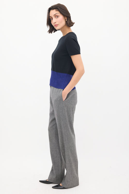 Victoria Beckham Black 
Blue Knit Colourblock Top