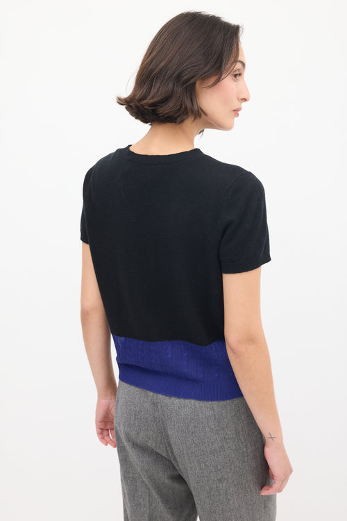 Victoria Beckham Black 
Blue Knit Colourblock Top