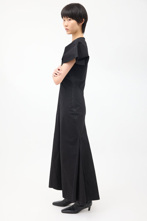 Victoria Beckham Black Cotton Panelled Maxi Dress