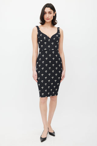 Victoria Beckham Black 
Multicolour Floral Jacquard Dress