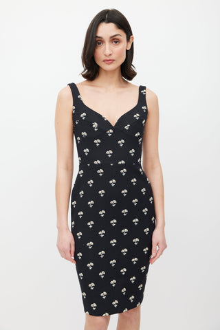 Victoria Beckham Black 
Multicolour Floral Jacquard Dress