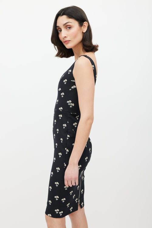 Victoria Beckham Black 
Multicolour Floral Jacquard Dress